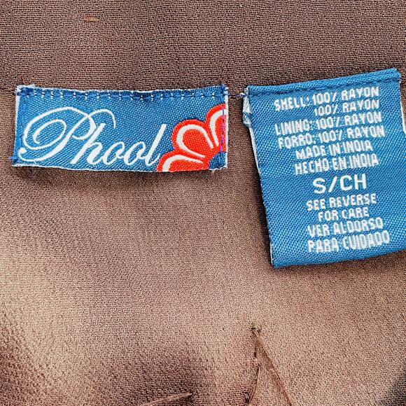 Phool Vintage Brown Sheer V-Neck Sequins & Beading Long Sleeve Hippie Boho Top S - Picture 10 of 13